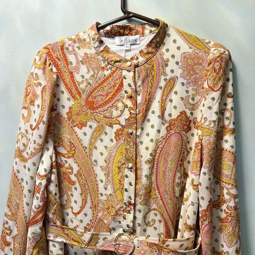 Brand New Mustard and cream colored paisley print Maxi dress size XL